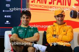 (L to R): Lance Stroll (CDN) Aston Martin F1 Team and Lando Norris (GBR) McLaren in the FIA Press Conference. 01.06.2023. Formula 1 World Championship, Rd 8, Spanish Grand Prix, Barcelona, Spain, Preparation Day.