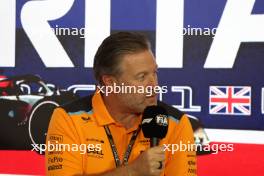 Zak Brown (USA) McLaren Executive Director in the FIA Press Conference. 07.07.2023. Formula 1 World Championship, Rd 11, British Grand Prix, Silverstone, England, Practice Day.