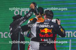 Lewis Hamilton (GBR), Mercedes AMG F1  Lando Norris (GBR), McLaren F1 Team Max Verstappen (NLD), Red Bull Racing  09.07.2023. Formula 1 World Championship, Rd 11, British Grand Prix, Silverstone, England, Race Day.