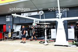 The fictional APXGP pit garages, in place for the forthcoming Apple movie.  06.07.2023. Formula 1 World Championship, Rd 11, British Grand Prix, Silverstone, England, Preparation Day.