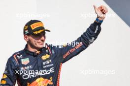 Race winner Max Verstappen (NLD) Red Bull Racing celebrates on the podium. 23.07.2023. Formula 1 World Championship, Rd 12, Hungarian Grand Prix, Budapest, Hungary, Race Day.