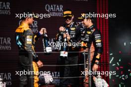 The podium (L to R): Lando Norris (GBR) McLaren, second; Max Verstappen (NLD) Red Bull Racing, race winner; Sergio Perez (MEX) Red Bull Racing, third. 23.07.2023. Formula 1 World Championship, Rd 12, Hungarian Grand Prix, Budapest, Hungary, Race Day.