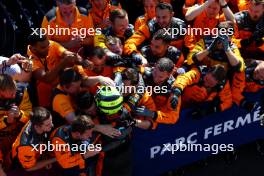 Lando Norris (GBR) McLaren celebrates his second position with the team in parc ferme. 23.07.2023. Formula 1 World Championship, Rd 12, Hungarian Grand Prix, Budapest, Hungary, Race Day.