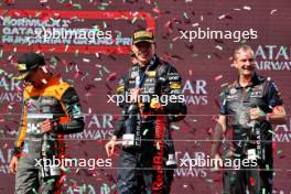 The podium (L to R): Lando Norris (GBR) McLaren, second; Max Verstappen (NLD) Red Bull Racing, race winner; Paul Monaghan (GBR) Red Bull Racing Chief Engineer. 23.07.2023. Formula 1 World Championship, Rd 12, Hungarian Grand Prix, Budapest, Hungary, Race Day.