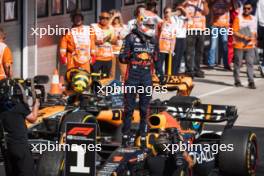 Race winner Max Verstappen (NLD) Red Bull Racing RB19 celebrates in parc ferme. 23.07.2023. Formula 1 World Championship, Rd 12, Hungarian Grand Prix, Budapest, Hungary, Race Day.
