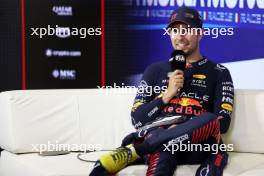 Sergio Perez (MEX) Red Bull Racing, in the post race FIA Press Conference. 03.09.2023. Formula 1 World Championship, Rd 15, Italian Grand Prix, Monza, Italy, Race Day.