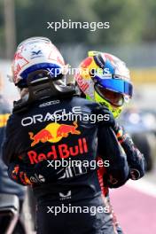 Race winner Max Verstappen (NLD) Red Bull Racing celebrates in parc ferme with second placed team mate Sergio Perez (MEX) Red Bull Racing. 03.09.2023. Formula 1 World Championship, Rd 15, Italian Grand Prix, Monza, Italy, Race Day.