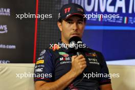 Sergio Perez (MEX) Red Bull Racing in the FIA Press Conference. 31.08.2023. Formula 1 World Championship, Rd 15, Italian Grand Prix, Monza, Italy, Preparation Day.