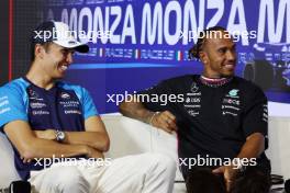 (L to R): Alexander Albon (THA) Williams Racing and Lewis Hamilton (GBR) Mercedes AMG F1 in the FIA Press Conference. 31.08.2023. Formula 1 World Championship, Rd 15, Italian Grand Prix, Monza, Italy, Preparation Day.