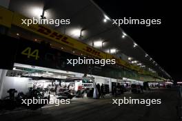 Mercedes AMG F1 pit garages at night. 22.09.2023. Formula 1 World Championship, Rd 17, Japanese Grand Prix, Suzuka, Japan, Practice Day.