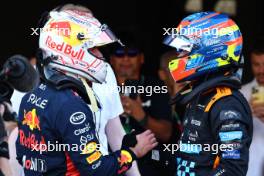 (L to R): Max Verstappen (NLD) Red Bull Racing celebrates his pole position in qualifying parc ferme with second placed Oscar Piastri (AUS) McLaren. 23.09.2023. Formula 1 World Championship, Rd 17, Japanese Grand Prix, Suzuka, Japan, Qualifying Day.