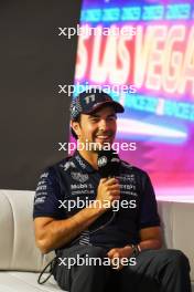 Sergio Perez (MEX) Red Bull Racing in the FIA Press Conference. 15.11.2023. Formula 1 World Championship, Rd 22, Las Vegas Grand Prix, Las Vegas, Nevada, USA, Preparation Day.