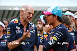 (L to R): Adrian Newey (GBR) Red Bull Racing Chief Technical Officer with Sergio Perez (MEX) Red Bull Racing. 07.05.2023. Formula 1 World Championship, Rd 5, Miami Grand Prix, Miami, Florida, USA, Race Day.