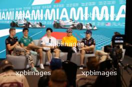 (L to R): Nico Hulkenberg (GER) Haas F1 Team; Lance Stroll (CDN) Aston Martin F1 Team; Zhou Guanyu (CHN) Alfa Romeo F1 Team; Lando Norris (GBR) McLaren; and Max Verstappen (NLD) Red Bull Racing, in the FIA Press Conference. 04.05.2023. Formula 1 World Championship, Rd 5, Miami Grand Prix, Miami, Florida, USA, Preparation Day.