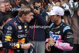 (L to R): Race winner Max Verstappen (NLD) Red Bull Racing in parc ferme with third placed Pierre Gasly (FRA) Alpine F1 Team. 27.08.2023. Formula 1 World Championship, Rd 14, Dutch Grand Prix, Zandvoort, Netherlands, Race Day.