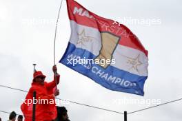 Circuit atmosphere - fan and flag for Max Verstappen (NLD) Red Bull Racing. 27.08.2023. Formula 1 World Championship, Rd 14, Dutch Grand Prix, Zandvoort, Netherlands, Race Day.