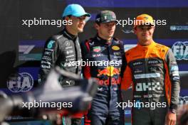 Qualifying top three in parc ferme (L to R): George Russell (GBR) Mercedes AMG F1, third; Max Verstappen (NLD) Red Bull Racing, pole position; Lando Norris (GBR) McLaren, second. 26.08.2023. Formula 1 World Championship, Rd 14, Dutch Grand Prix, Zandvoort, Netherlands, Qualifying Day.