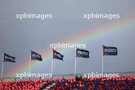 Circuit atmosphere - a rainbow above the grandstand. 27.08.2023. Formula 1 World Championship, Rd 14, Dutch Grand Prix, Zandvoort, Netherlands, Race Day.