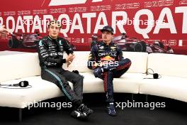(L to R): George Russell (GBR) Mercedes AMG F1 and Max Verstappen (NLD) Red Bull Racing in the post qualifying FIA Press Conference. 06.10.2023 Formula 1 World Championship, Rd 18, Qatar Grand Prix, Doha, Qatar, Qualifying Day.