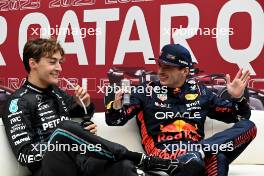 (L to R): George Russell (GBR) Mercedes AMG F1 and Max Verstappen (NLD) Red Bull Racing in the post qualifying FIA Press Conference. 06.10.2023 Formula 1 World Championship, Rd 18, Qatar Grand Prix, Doha, Qatar, Qualifying Day.