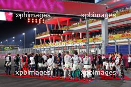 Drivers as the grid observes the national anthem. 08.10.2023. Formula 1 World Championship, Rd 18, Qatar Grand Prix, Doha, Qatar, Race Day.
