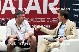 (L to R): David Croft (GBR) Sky Sports Commentator and Tom Clarkson (GBR) Journalist in the FIA Press Conference. 05.10.2023. Formula 1 World Championship, Rd 18, Qatar Grand Prix, Doha, Qatar, Preparation Day.