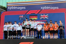 F1 in Schools World Finals podium (L to R): Australia, second; Germany, winners; Great Britain, third. 16.09.2023. Formula 1 World Championship, Rd 16, Singapore Grand Prix, Marina Bay Street Circuit, Singapore, Qualifying Day.