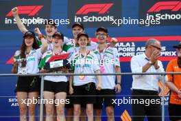 Winners Germany celebrate on the F1 in Schools World Finals podium with Stefano Domenicali (ITA) Formula One President and CEO. 16.09.2023. Formula 1 World Championship, Rd 16, Singapore Grand Prix, Marina Bay Street Circuit, Singapore, Qualifying Day.