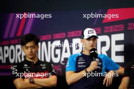 (L to R): Zhou Guanyu (CHN) Alfa Romeo F1 Team and Logan Sargeant (USA) Williams Racing in the FIA Press Conference. 14.09.2023. Formula 1 World Championship, Rd 16, Singapore Grand Prix, Marina Bay Street Circuit, Singapore, Preparation Day.