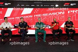 (L to R): Toto Wolff (GER) Mercedes AMG F1 Shareholder and Executive Director; Christian Horner (GBR) Red Bull Racing Team Principal; Mike Krack (LUX) Aston Martin F1 Team, Team Principal; Frederic Vasseur (FRA) Ferrari Team Principal; and Alessandro Alunni Bravi (ITA) Alfa Romeo F1 Team Managing Director and Team Representative, in the FIA Press Conference. 23.02.2023. Formula 1 Testing, Sakhir, Bahrain, Day One.