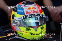 The helmet of Sergio Perez (MEX) Red Bull Racing at a team photograph. 26.11.2023. Formula 1 World Championship, Rd 23, Abu Dhabi Grand Prix, Yas Marina Circuit, Abu Dhabi, Race Day.