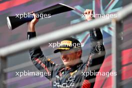 Race winner Max Verstappen (NLD) Red Bull Racing celebrates on the podium. 22.10.2023. Formula 1 World Championship, Rd 19, United States Grand Prix, Austin, Texas, USA, Race Day.