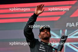 Lewis Hamilton (GBR) Mercedes AMG F1 celebrates his second position on the podium. 22.10.2023. Formula 1 World Championship, Rd 19, United States Grand Prix, Austin, Texas, USA, Race Day.