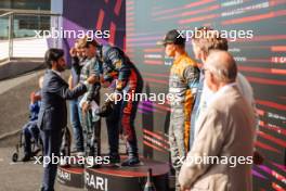 Race winner Max Verstappen (NLD) Red Bull Racing celebrates on the podium with Mohammed Bin Sulayem (UAE) FIA President. 22.10.2023. Formula 1 World Championship, Rd 19, United States Grand Prix, Austin, Texas, USA, Race Day.