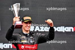 Theo Pourchaire (FRA) ART Grand Prix celebrates his third position on the podium. 30.04.2023. FIA Formula 2 Championship, Rd 4, Feature Race, Baku, Azerbaijan, Sunday.
