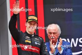 Theo Pourchaire (FRA) ART Grand Prix celebrates his second position on the podium. 03.06.2023. FIA Formula 2 Championship, Rd 7, Sprint Race, Barcelona, Spain, Saturday.