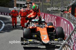 Jehan Daruvala (IND) MP Motorsport crashed during qualifying. 26.05.2023. FIA Formula 2 Championship, Rd 6, Qualifying Day, Monte Carlo, Monaco, Friday.