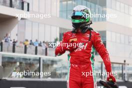 Race winner Frederik Vesti (DEN) Prema Racing celebrates in parc ferme. 25.11.2023. Formula 2 Championship, Rd 14, Yas Marina Circuit, Abu Dhabi, UAE, Sprint Race, Saturday.