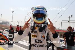 Race winner Josep Maria Marti (ESP) Campos Racing celebrates in parc ferme. 04.03.2023. FIA Formula 3 Championship, Rd 1, Sprint Race, Sakhir, Bahrain, Saturday.