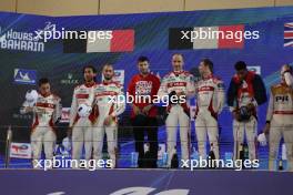 LMP2 Podium (L to R): Robin Frijns (NLD) / Sean Gelael (IDN) / Ferdinand Habsburg-Lothringen (AUT) #31 WRT Oreca 07 - Gibson, second; Rui Andrade (POR) / Robert Kubica (POL) / Louis Deletraz (SUI) #41 Team WRT Oreca 07 - Gibson, winners. 04.11.2023. FIA World Endurance Championship, Round 7, Eight Hours of Bahrain, Sakhir, Bahrain, Saturday.