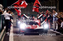 Race winners Sebastien Buemi (SUI) / Brendon Hartley (NZL) / Ryo Hirakawa (JPN) #08 Toyota Gazoo Racing, Toyota GR010, Hybrid celebrates in parc ferme. 04.11.2023. FIA World Endurance Championship, Round 7, Eight Hours of Bahrain, Sakhir, Bahrain, Saturday.
