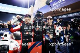 Race winners Ryo Hirakawa (JPN), Brendon Hartley (NZL), and Sebastien Buemi (SUI) #08 Toyota Gazoo Racing, Toyota GR010, celebrate in parc ferme. 04.11.2023. FIA World Endurance Championship, Round 7, Eight Hours of Bahrain, Sakhir, Bahrain, Saturday.