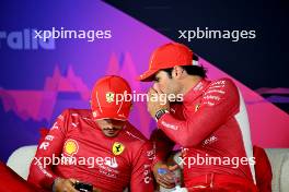 (L to R): Charles Leclerc (MON) Ferrari and Carlos Sainz Jr (ESP) Ferrari in the post race FIA Press Conference. 24.03.2024. Formula 1 World Championship, Rd 3, Australian Grand Prix, Albert Park, Melbourne, Australia, Race Day.
