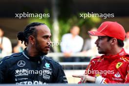 (L to R): Lewis Hamilton (GBR) Mercedes AMG F1 with Charles Leclerc (MON) Ferrari. 02.03.2024. Formula 1 World Championship, Rd 1, Bahrain Grand Prix, Sakhir, Bahrain, Race Day.