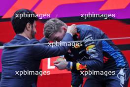 Race winner Max Verstappen (NLD) Red Bull Racing celebrates on the podium with Mohammed Bin Sulayem (UAE) FIA President. 21.04.2024. Formula 1 World Championship, Rd 5, Chinese Grand Prix, Shanghai, China, Race Day.