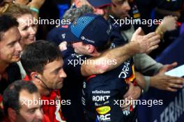 Race winner Max Verstappen (NLD) Red Bull Racing celebrates with Christian Horner (GBR) Red Bull Racing Team Principal in parc ferme. 09.03.2024. Formula 1 World Championship, Rd 2, Saudi Arabian Grand Prix, Jeddah, Saudi Arabia, Race Day.