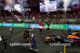Race winner Max Verstappen (NLD) Red Bull Racing RB20 celebrates in parc ferme. 09.03.2024. Formula 1 World Championship, Rd 2, Saudi Arabian Grand Prix, Jeddah, Saudi Arabia, Race Day.