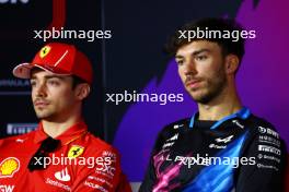 (L to R): Charles Leclerc (MON) Ferrari and Pierre Gasly (FRA) Alpine F1 Team in the FIA Press Conference. 23.02.2024. Formula 1 Testing, Sakhir, Bahrain, Day Three.